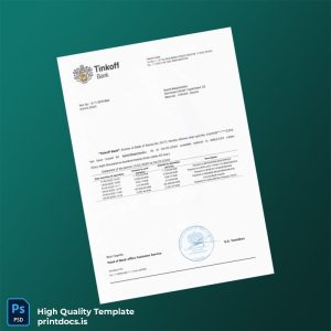 Russia Tinkoff Bank Statement Template in Word and PDF formats