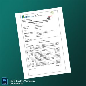 Printable Rwanda Office of the Registrar General Registration Certificate Template (Word & PDF) Image Preview - PrintDocs