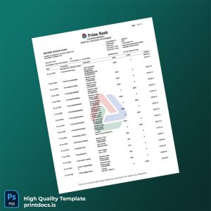 Salary Bank Statement Template in Word and PDF formats