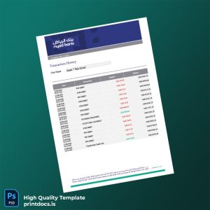 Saudi Arabia Bank Editable Transaction History Template in Word and PDF formats