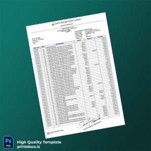 Saudi Arabia Dutch-Bangla Bank Account Statement Template in Word and PDF formats