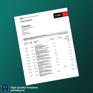 Singapore DBS Account Statement Template in Word and PDF formats