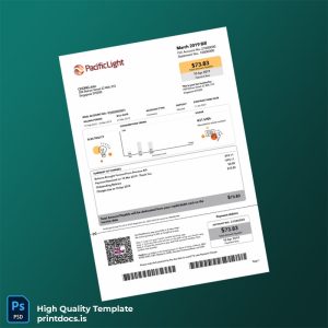 Singapore PacificLight Energy Pte Ltd Editable Electricity Bill Template in Word and PDF formats