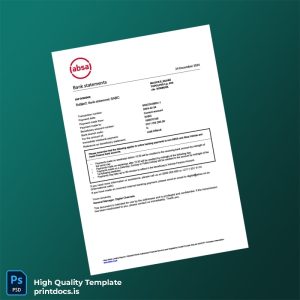 South Africa Absa Bank Statement Template in Word and PDF formats