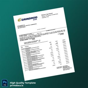 South Africa Bank Grindord Statement Template in Word and PDF formats