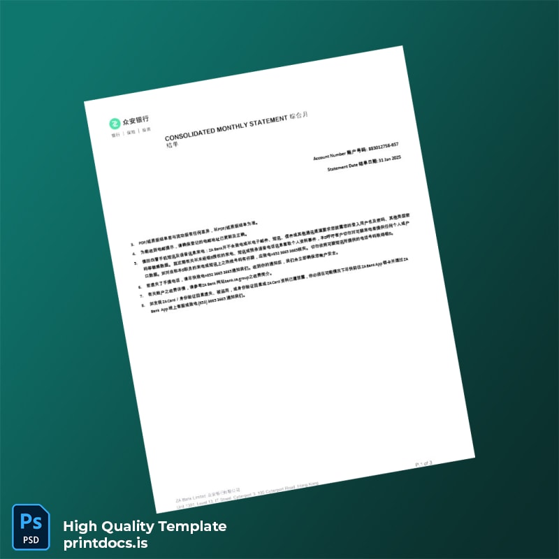 South Africa Bank Statement Template in Word and PDF formats page 5