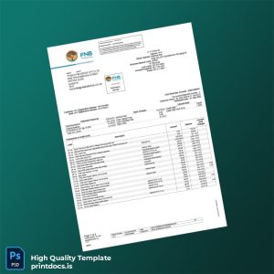 South Africa FNB Bank Statement Template in Word and PDF formats