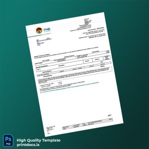 South Africa First National Bank Account Statement Template in Word and PDF formats