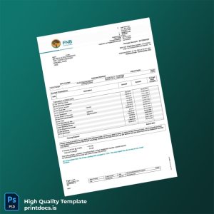 South Africa First National Bank Statement Template in Word and PDF formats