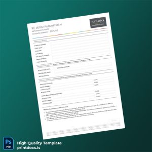 Printable South Africa Stadio Registration Form Template (Word & PDF) Image Preview - PrintDocs