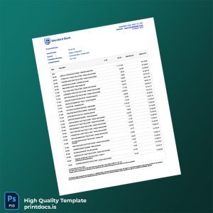 South Africa Standard Bank Bank Statement Template in Word and PDF formats