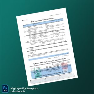 Printable South Korea Mayor of Gumi Plant Registration Certification Form Template (Word & PDF) Image Preview