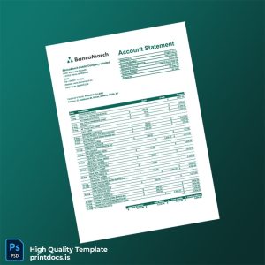 Spain Banc March Bank Account Statement Template in Word and PDF formats