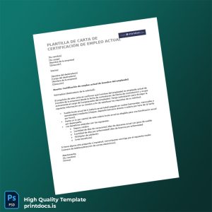 Printable Spain HR Department Employment Verification Letter Template (Word & PDF) Image Preview - PrintDocs