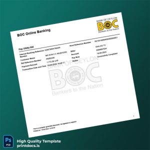 Sri Lanka Bank Of Ceylon Editable Utility Bill Template in Word and PDF formats