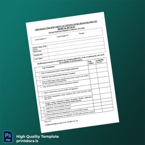 Printable Sri Lanka National Medicines Regulatory Authority Medical Device Registration Certificate Template (Word & PDF) Image Preview - PrintDocs
