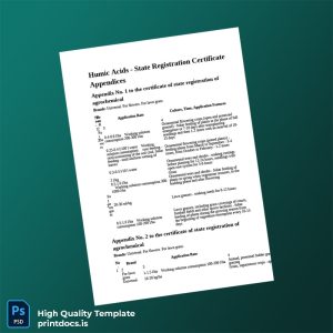 Printable State Registration Certificate for Humic Acids Agrochemical Image Preview - PrintDocs
