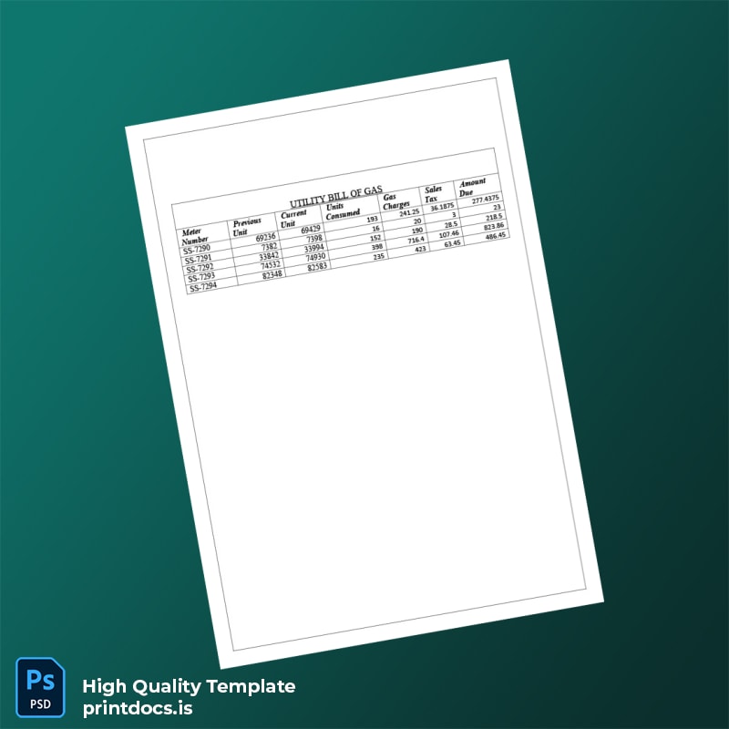 Sui Gas Editable Utility Bill Template in Word and PDF formats page 2