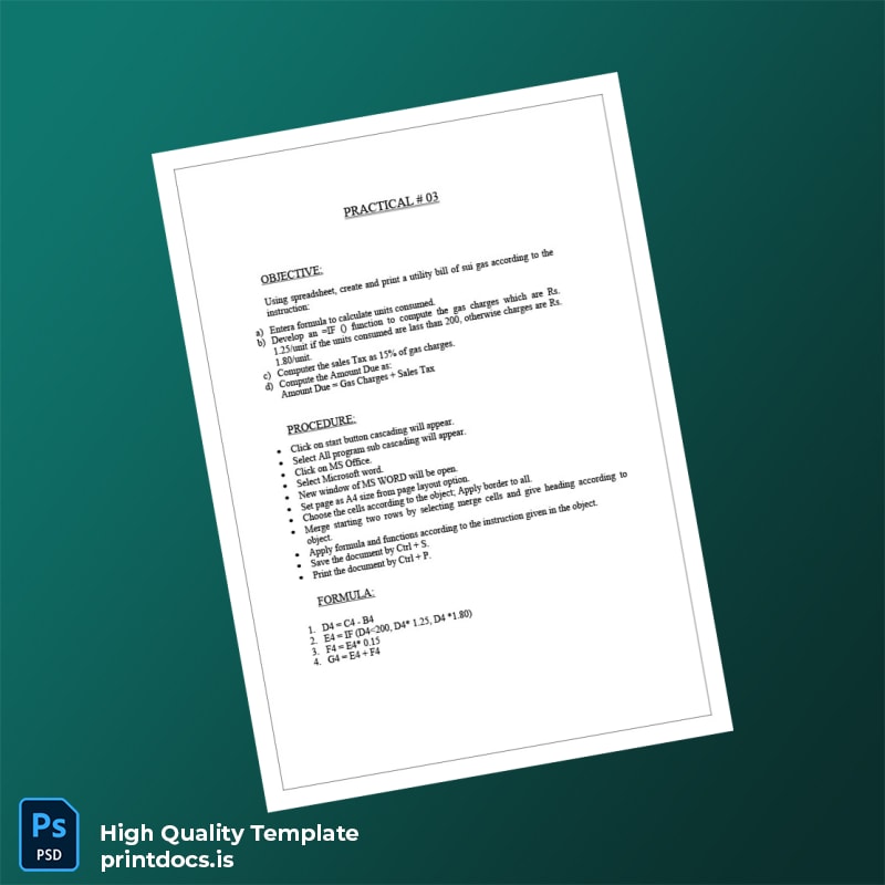 Sui Gas Editable Utility Bill Template in Word and PDF formats