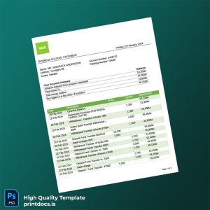 Sweden SEB Bank Statement Template in Word and PDF formats