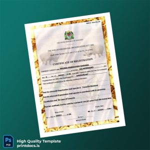 Printable Tanzania Registrar Certificate of Registration Template (Word & PDF) Image Preview - PrintDocs