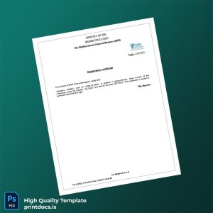 Printable Tunisia Mediterranean School of Business Registration Certificate Template (Word & PDF) Image Preview