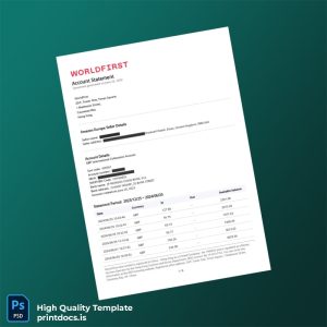 UK Bank Account Statement Template in Word and PDF formats