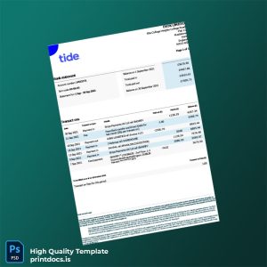 UK ClearBank Limited Bank Statement Template in Word and PDF formats
