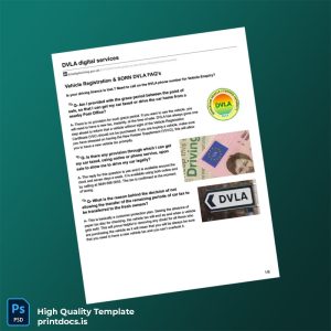 Printable UK DVLA Vehicle Registration FAQs Document Template (Word & PDF) Image Preview - PrintDocs