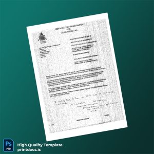 Printable UK HM Revenue Customs VAT Registration Certificate Template (Word & PDF) Image Preview