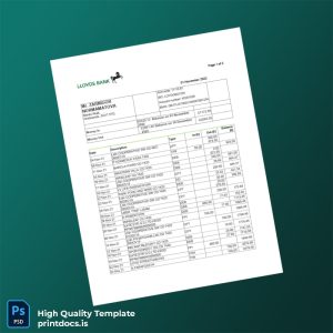 UK Lloyds Bank Bank Statement Template in Word and PDF formats