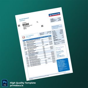 UK Nationwide Bank Statement Template in Word and PDF formats