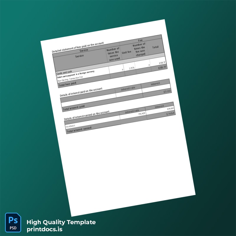 UK Nationwide Bank Statement Template in Word and PDF formats page 6