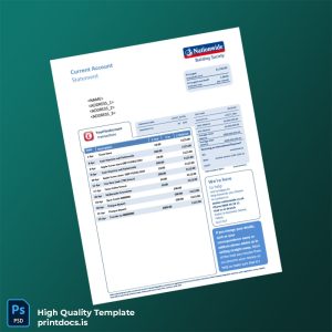 UK Nationwide Current Account Statement Template in Word and PDF formats