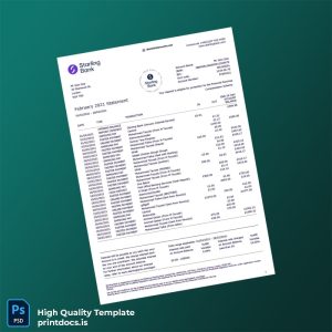 UK Starling Bank Statement Template in Word and PDF formats