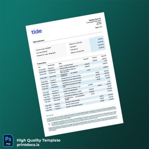 UK Sterling Post Ltd Bank Statement Template in Word and PDF formats