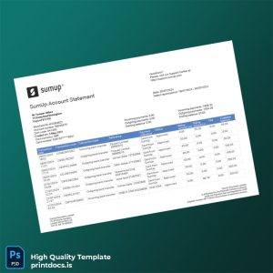 UK SumUp Account Statement Template in Word and PDF formats