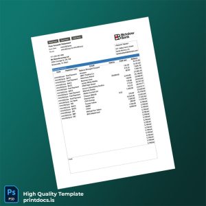 US Bit Manufacturing Ltd Bank Statement Template in Word and PDF formats