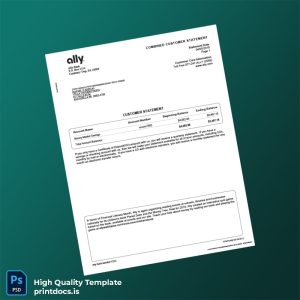 USA Ally Bank Statement Template in Word and PDF formats
