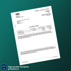 USA Ally Bank Statement Template in Word and PDF formats