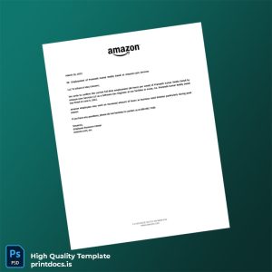 Printable USA Amazon com Services LLC Employment Verification Letter Template (Word & PDF) Image Preview - PrintDocs
