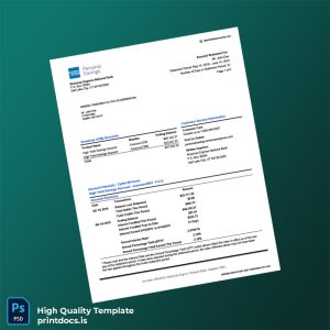 USA American Express Bank Statement Template in Word and PDF formats