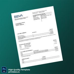 USA BBAV Bank Statement Template in Word and PDF formats