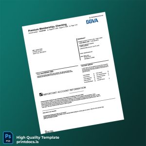 USA BBVA Bank Statement Template in Word and PDF formats
