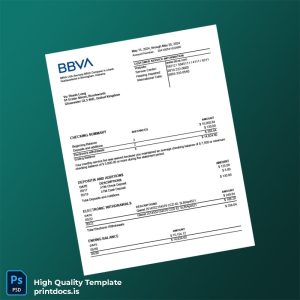 USA BBVA Checking Account Statement Template in Word and PDF formats