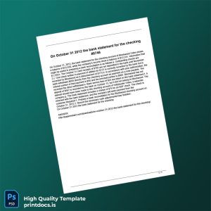 USA Bank of America Bank Statement Template in Word and PDF formats