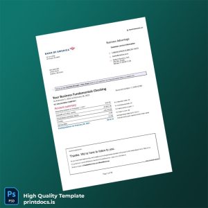 USA Bank of America Fake Bank Statement Template in Word and PDF formats