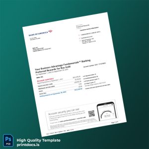 USA Bank of America Statement Template in Word and PDF formats
