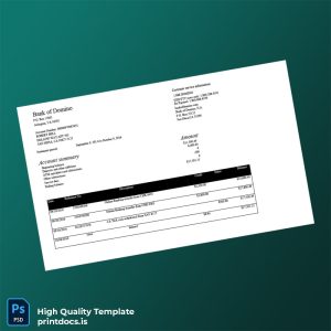 USA Bank of Domino Account Statement Template in Word and PDF formats