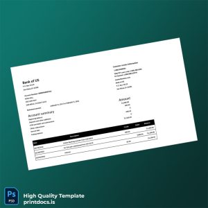 USA Bank of Us Bank Statement Template in Word and PDF formats